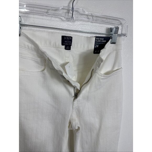 J.Crew Women's 24 Mid Rise Flare Crop Off-White Jeans NWT Signature Stretch - Picture 6 of 12